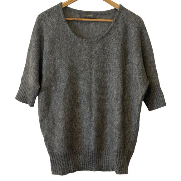 INNAMORATO Superkid Mohair & Merino Wool Gray Short Sleeve Sweater Size Small S - Picture 1 of 8
